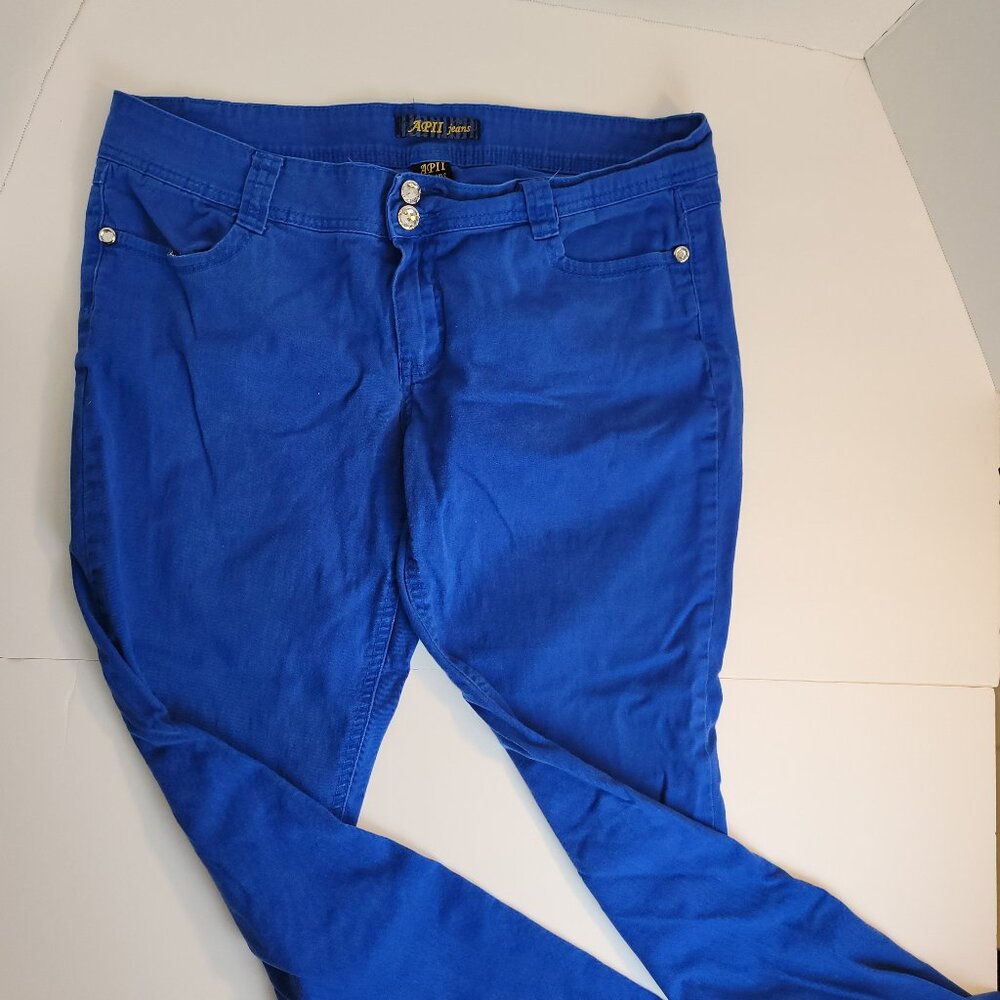 April Jeans Women's Juniors Size 13/14 Blue Jeans Rhinestone Buttons